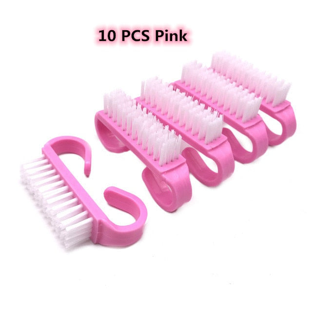 Nail Cleaning Clean Brush File Manicure Pedicure Soft Remove Dust  hozanas4life 10Pcs Pink  