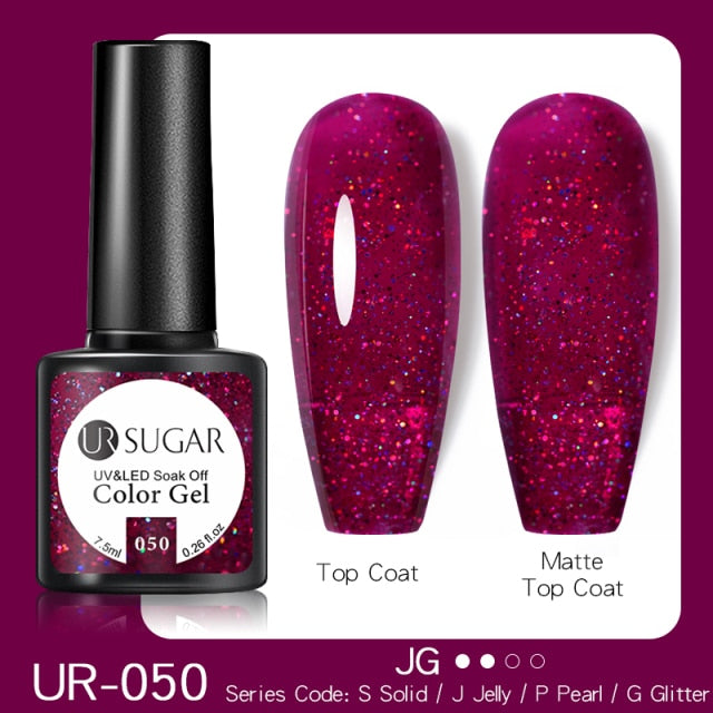 UR SUGAR 7.5ml Glitter UV Gel Nail Polish Glitter Sequins Soak Off nail polish hozanas4life UR-050  