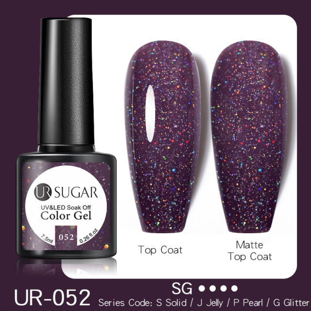UR SUGAR 7.5ml Glitter UV Gel Nail Polish Glitter Sequins Soak Off nail polish hozanas4life UR-052  