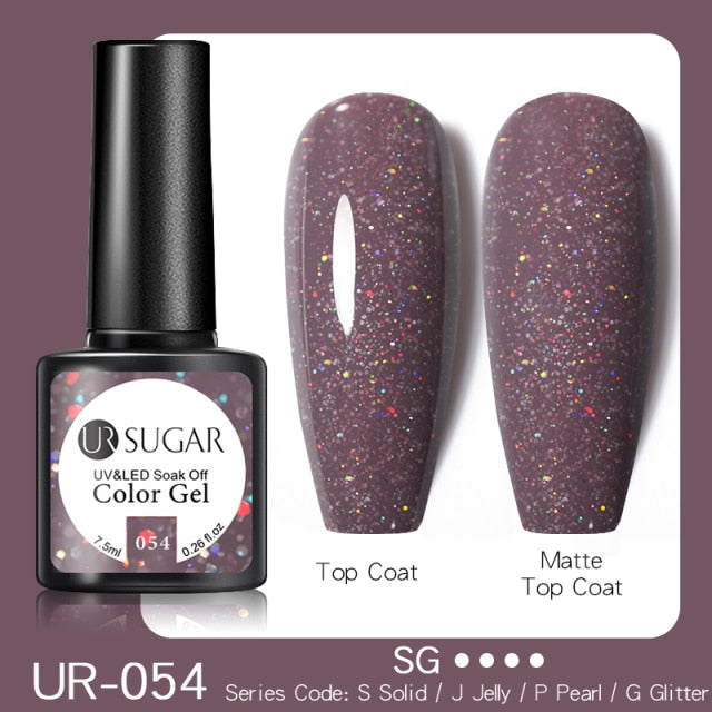 UR SUGAR 7.5ml Glitter UV Gel Nail Polish Glitter Sequins Soak Off nail polish hozanas4life UR-054  