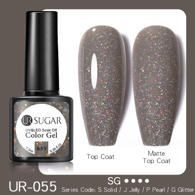 UR SUGAR 7.5ml Glitter UV Gel Nail Polish Glitter Sequins Soak Off nail polish hozanas4life UR-055  