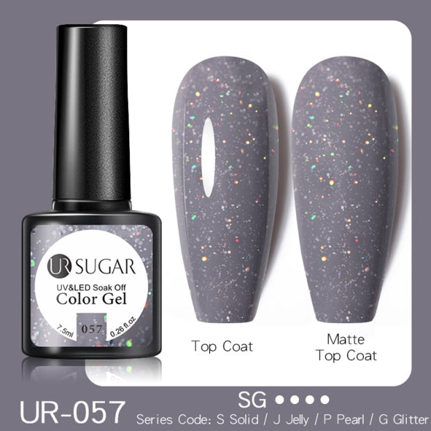 UR SUGAR 7.5ml Glitter UV Gel Nail Polish Glitter Sequins Soak Off nail polish hozanas4life UR-057  
