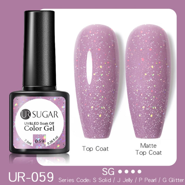 UR SUGAR 7.5ml Glitter UV Gel Nail Polish Glitter Sequins Soak Off nail polish hozanas4life UR-059  