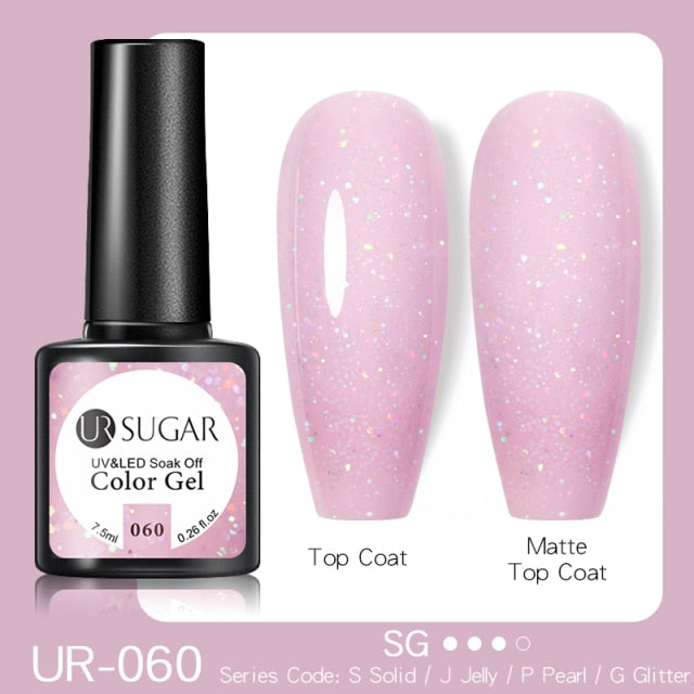 UR SUGAR 7.5ml Glitter UV Gel Nail Polish Glitter Sequins Soak Off nail polish hozanas4life UR-060  