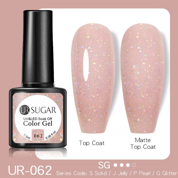 UR SUGAR 7.5ml Glitter UV Gel Nail Polish Glitter Sequins Soak Off nail polish hozanas4life UR-062  