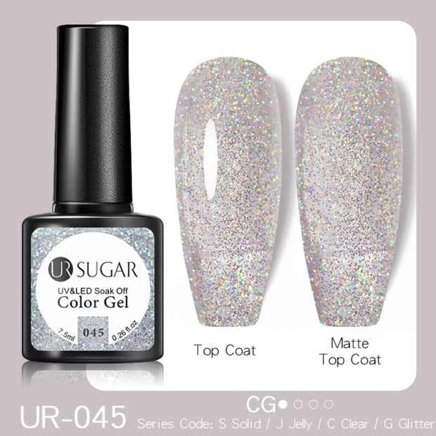 UR SUGAR 7.5ml Glitter UV Gel Nail Polish Glitter Sequins Soak Off nail polish hozanas4life UR-045  