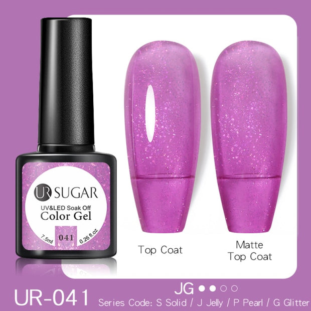 UR SUGAR 7.5ml Glitter UV Gel Nail Polish Glitter Sequins Soak Off nail polish hozanas4life UR-041  