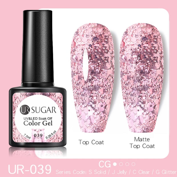 UR SUGAR 7.5ml Glitter UV Gel Nail Polish Glitter Sequins Soak Off nail polish hozanas4life UR-039  