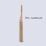 Portable Compact Folding Bamboo Toothbrush With Replacement Brush Head  hozanas4life white nylon fiber  
