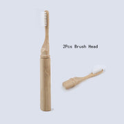 Portable Compact Folding Bamboo Toothbrush With Replacement Brush Head  hozanas4life Ivory  