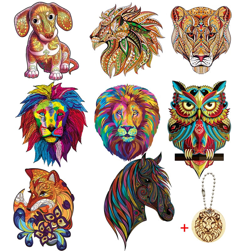 Unique Wooden animal Jigsaw Puzzles Mysterious Lion 3D Puzzle Gift Jigsaw Puzzles hozanas4life   