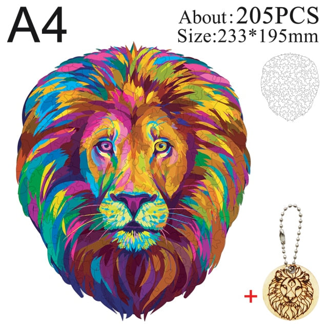 Unique Wooden animal Jigsaw Puzzles Mysterious Lion 3D Puzzle Gift Jigsaw Puzzles hozanas4life SZ-12-A4  