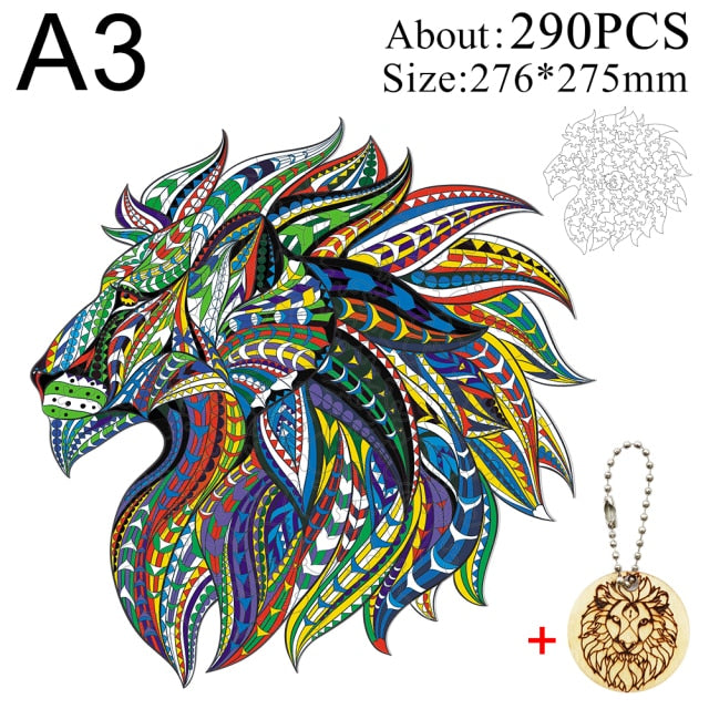 Unique Wooden animal Jigsaw Puzzles Mysterious Lion 3D Puzzle Gift Jigsaw Puzzles hozanas4life SZ-20-A3  