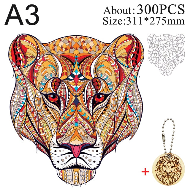 Unique Wooden animal Jigsaw Puzzles Mysterious Lion 3D Puzzle Gift Jigsaw Puzzles hozanas4life SZ-07-A3  