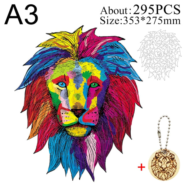 Unique Wooden animal Jigsaw Puzzles Mysterious Lion 3D Puzzle Gift Jigsaw Puzzles hozanas4life SZ-10-A3  