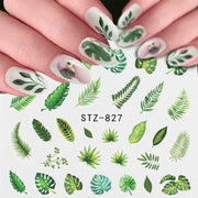 1Pcs Water Nail Decal and Sticker Flower Leaf Tree Green Simple Manicure Nail Art Watermark Manicure Decor Nail Stickers hozanas4life   