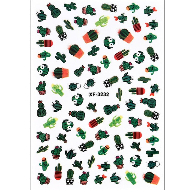 1Pcs Water Nail Decal and Sticker Flower Leaf Tree Green Simple Manicure Nail Art Watermark Manicure Decor Nail Stickers hozanas4life HB931  