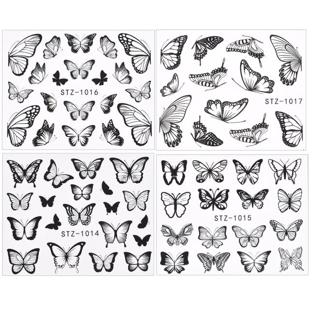1Pcs Water Nail Decal and Sticker Flower Leaf Tree Green Simple Manicure Nail Art Watermark Manicure Decor Nail Stickers hozanas4life 4Pcs TA609-612  