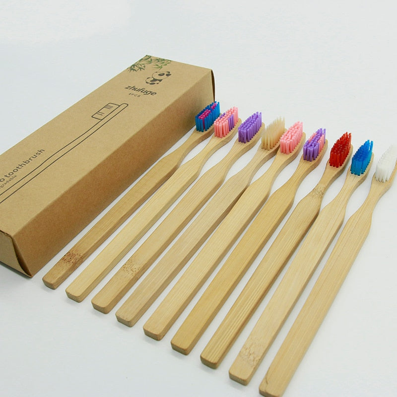Colorful Soft Bristles Bamboo Toothbrush 10PCS Natural Eco Friendly Biodegradable Charcoal Wood Tooth Brushes Cosmetic Tools hozanas4life   
