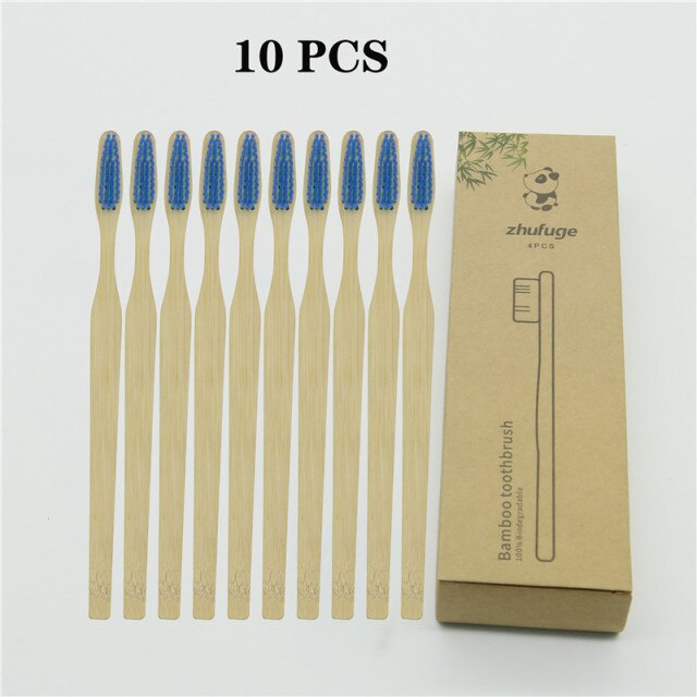 Colorful Soft Bristles Bamboo Toothbrush 10PCS Natural Eco Friendly Biodegradable Charcoal Wood Tooth Brushes Cosmetic Tools hozanas4life 10 PCS 3  