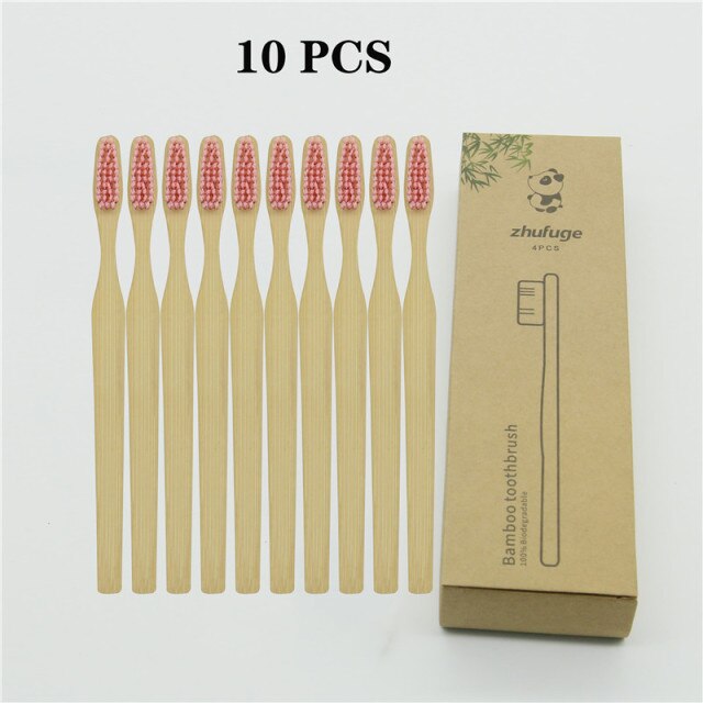 Colorful Soft Bristles Bamboo Toothbrush 10PCS Natural Eco Friendly Biodegradable Charcoal Wood Tooth Brushes Cosmetic Tools hozanas4life 10 PCS 5  