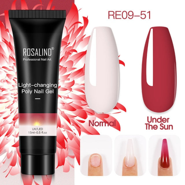 ROSALIND 15ml Poly Extension Nail Gel For Nail Art Manicure nail polish hozanas4life RE09-51  