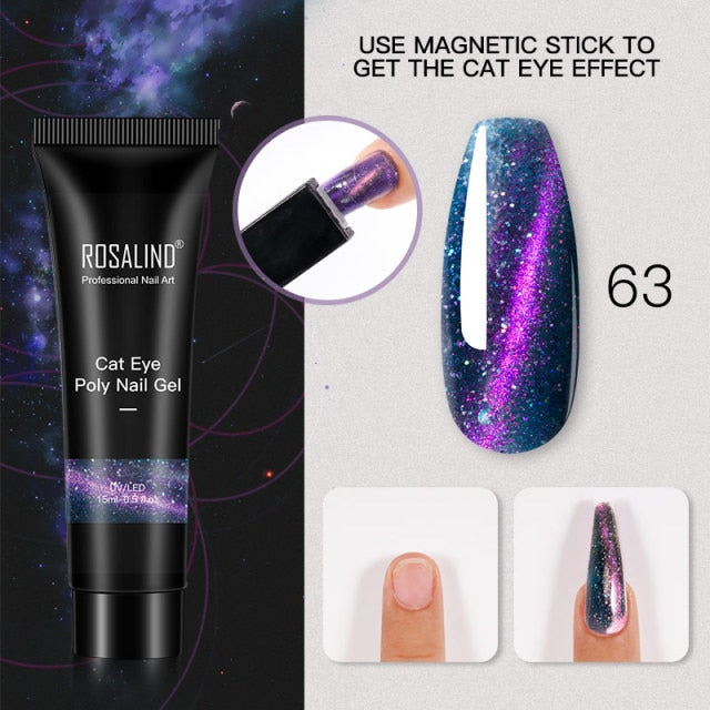 ROSALIND 15ml Poly Extension Nail Gel For Nail Art Manicure nail polish hozanas4life RE09-63  