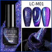 LILYCUTE 7ml Flowing Cat Magnetic Gel Polish Semi Permanent Glitter Magnetic Nail Gel Soak Off UV Gel Nail Art Gel Varnish nail polish hozanas4life LC-M01  