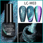 LILYCUTE 7ml Flowing Cat Magnetic Gel Polish Semi Permanent Glitter Magnetic Nail Gel Soak Off UV Gel Nail Art Gel Varnish nail polish hozanas4life LC-M03  