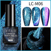 LILYCUTE 7ml Flowing Cat Magnetic Gel Polish Semi Permanent Glitter Magnetic Nail Gel Soak Off UV Gel Nail Art Gel Varnish nail polish hozanas4life LC-M06  
