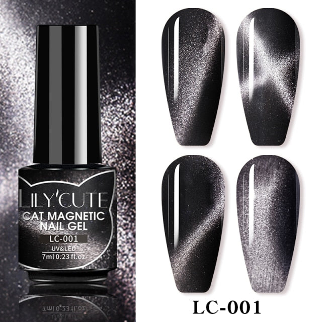 LILYCUTE 7ml Flowing Cat Magnetic Gel Polish Semi Permanent Glitter Magnetic nail polish hozanas4life LC-01  