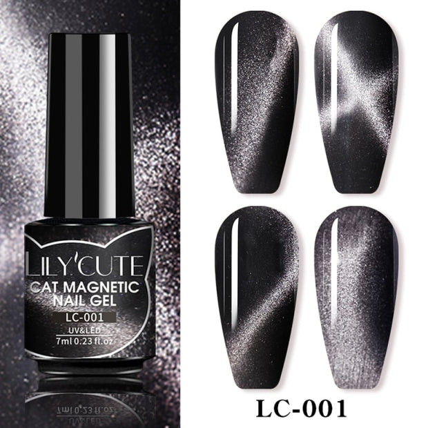 LILYCUTE 7ml Flowing Cat Magnetic Gel Polish Semi Permanent Glitter Magnetic nail polish hozanas4life LC-01  