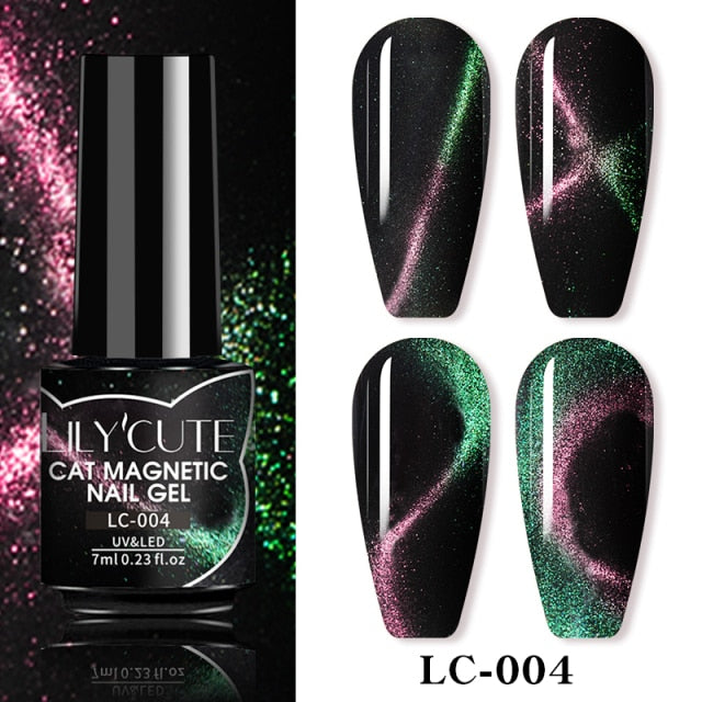 LILYCUTE 7ml Flowing Cat Magnetic Gel Polish Semi Permanent Glitter Magnetic nail polish hozanas4life LC-04  