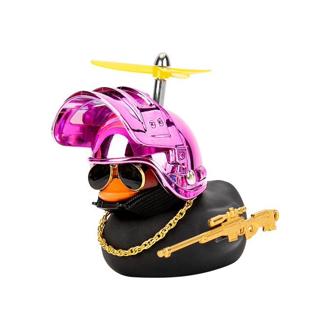 Duck in the Car Interior Decoration Yellow Duck with Helmet for Bike Motor Spring Riding Toys hozanas4life Yellow Airscrew 03  