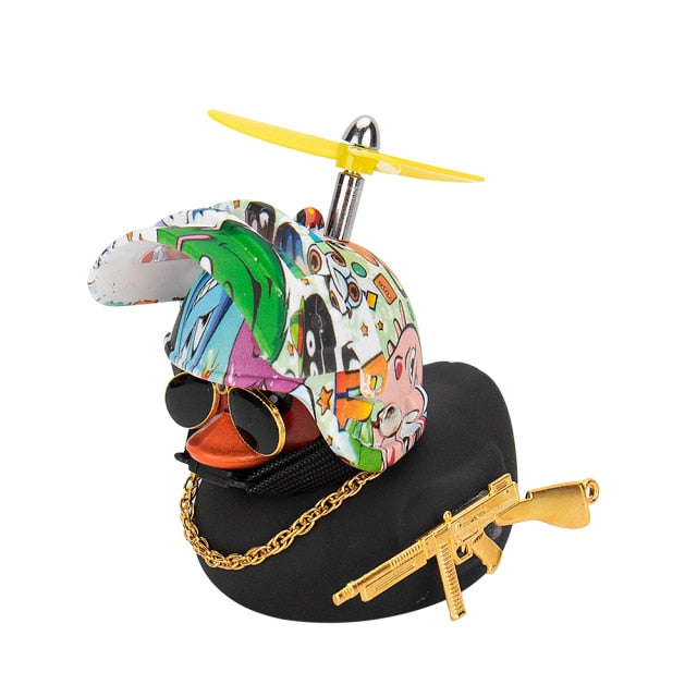 Duck in the Car Interior Decoration Yellow Duck with Helmet for Bike Motor Spring Riding Toys hozanas4life Yellow Airscrew 07  