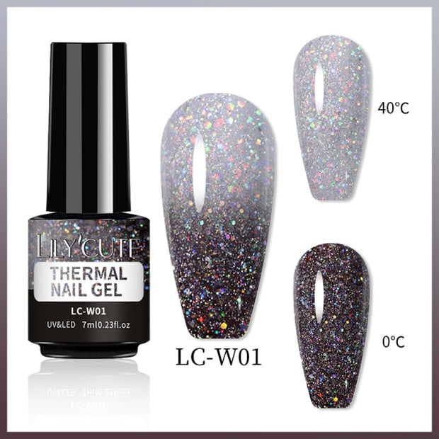 LILYCUTE Thermal Nail Gel Polish 3 Layers Temperature Shiny Color nail polish hozanas4life LC-W01  