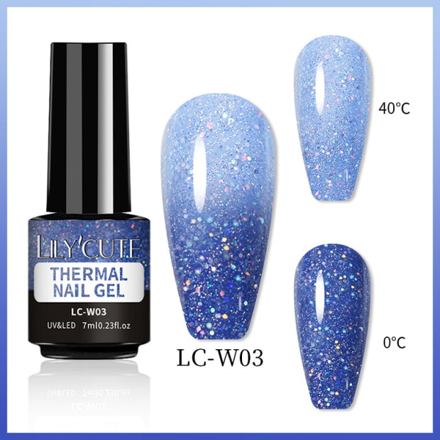LILYCUTE Thermal Nail Gel Polish 3 Layers Temperature Shiny Color nail polish hozanas4life LC-W03  