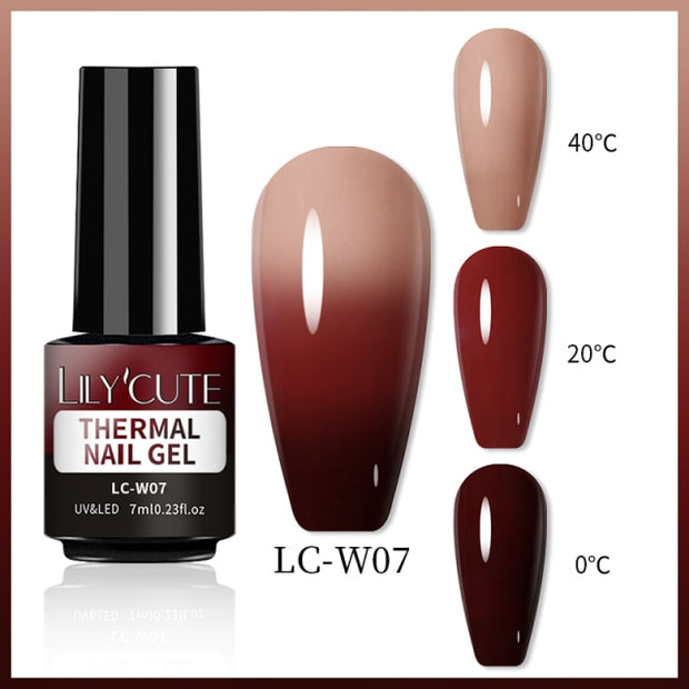 LILYCUTE Thermal Nail Gel Polish 3 Layers Temperature Shiny Color nail polish hozanas4life LC-W07  