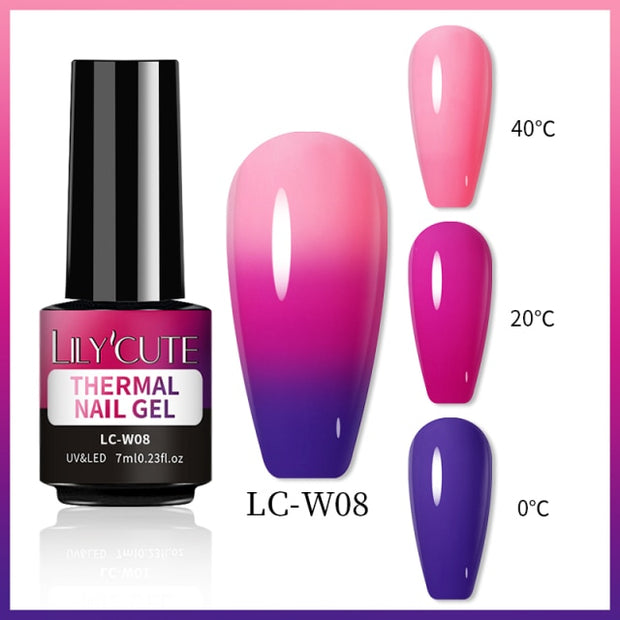 LILYCUTE Thermal Nail Gel Polish 3 Layers Temperature Shiny Color nail polish hozanas4life LC-W08  