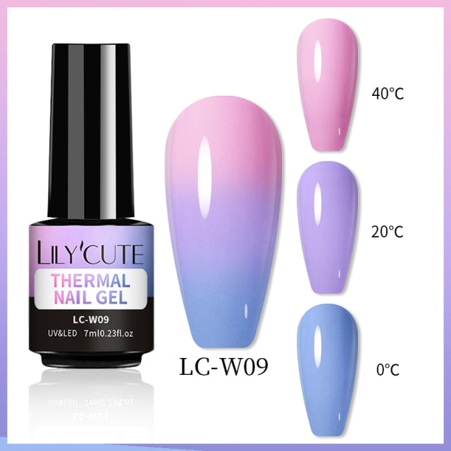 LILYCUTE Thermal Nail Gel Polish 3 Layers Temperature Shiny Color nail polish hozanas4life LC-W09  