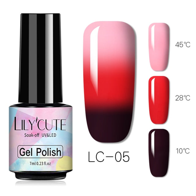 LILYCUTE Thermal Nail Gel Polish 3 Layers Temperature Shiny Color nail polish hozanas4life   