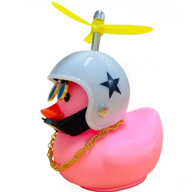 Car Cute Duck with Helmet Broken Wind Small Yellow Duck Bike Motorcycle Car Cute Duck with Helmet hozanas4life P white star  