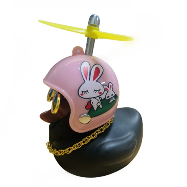 Car Cute Duck with Helmet Broken Wind Small Yellow Duck Bike Motorcycle Car Cute Duck with Helmet hozanas4life B bunny  