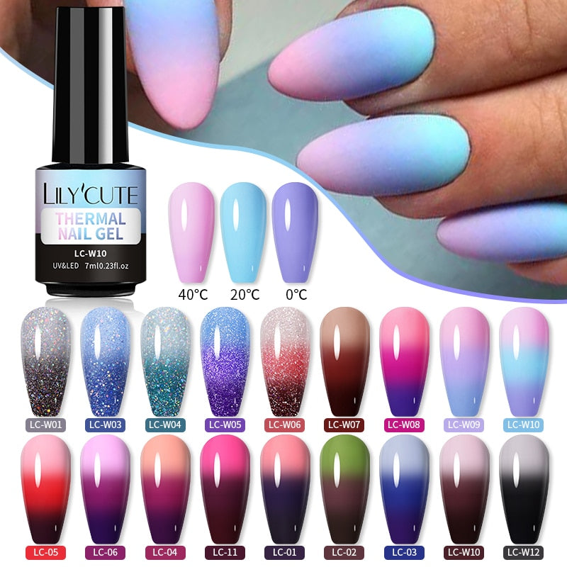 LILYCUTE Thermal Nail Gel Polish 3 Layers Temperature Shiny Color nail polish hozanas4life   