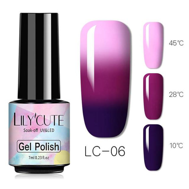 LILYCUTE Thermal Nail Gel Polish 3 Layers Temperature Shiny Color nail polish hozanas4life LC-06  