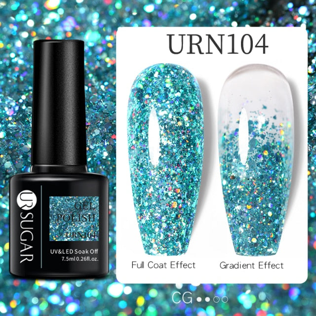 UR SUGAR 7.5ml Glitter UV Gel Nail Polish Glitter Sequins Soak Off nail polish hozanas4life URN104  