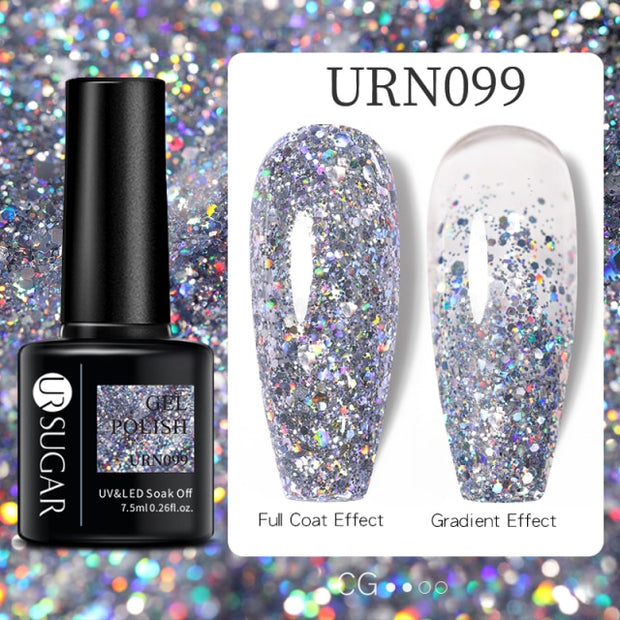 UR SUGAR 7.5ml Glitter UV Gel Nail Polish Glitter Sequins Soak Off nail polish hozanas4life URN099  