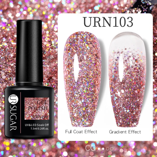 UR SUGAR 7.5ml Glitter UV Gel Nail Polish Glitter Sequins Soak Off nail polish hozanas4life URN103  
