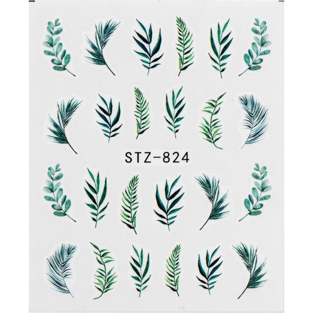 1Pcs Water Nail Decal and Sticker Flower Leaf Tree Green Simple Manicure Nail Art Watermark Manicure Decor Nail Stickers hozanas4life SF178  