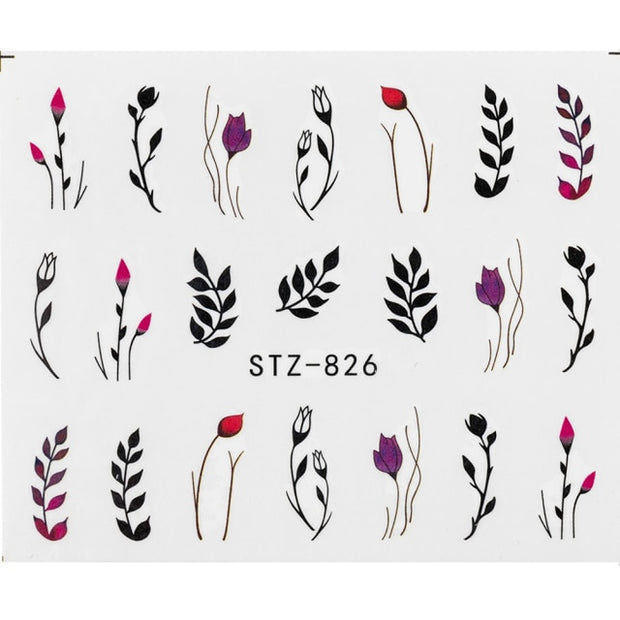 1Pcs Water Nail Decal and Sticker Flower Leaf Tree Green Simple Manicure Nail Art Watermark Manicure Decor Nail Stickers hozanas4life SF180  